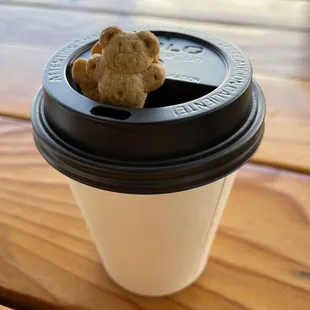 a teddy bear in a coffee cup
