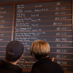 the menu on the wall