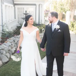 Couple shots by the fountain in front of the house.