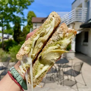 Artichoke pesto grilled cheese