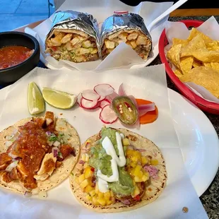 California burrito, Taco Milanesa, Special Shrimp Taco