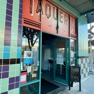 the entrance to the restaurant