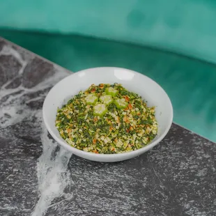 Sesame Oil Dried Tofu with Malantou Vegetable.