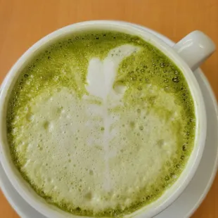 Green matcha tea latte