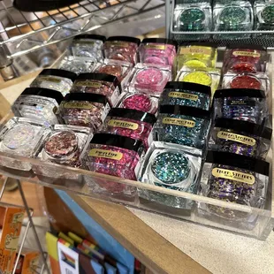 Glitter selection at the counter