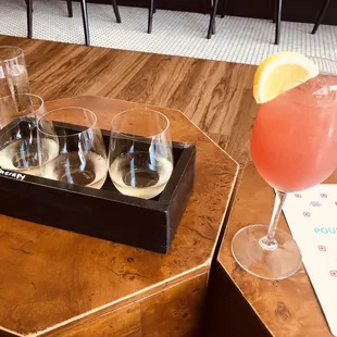 Fizzical therapy flight and raspberry lychee sangria