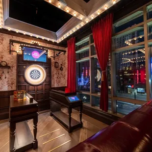 Beautiful Oche inside Flight Club Las Vegas with an amazing view.