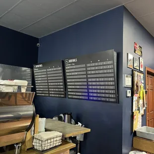 menus on the wall