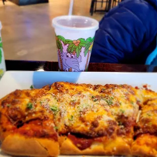 French bread style pepperoni pizza