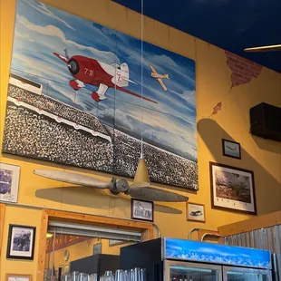 an airplane painted on the wall