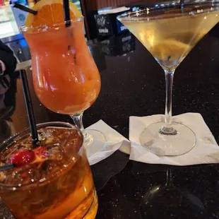 Old fashion, sex on the beach and dirty martini