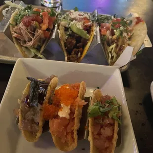 Trio tacos, and sashimi tacos for $40