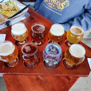 Two lines of tasters. Menu is online.