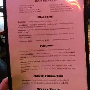 Menu from 12/2/18