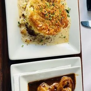The lobster ravioli was creamy and smooth, the crab cake amazingly light, and flavorful. The bbq shrimp had a bang.