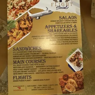 Lunch menu