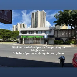Parking right in front of the building on south king Street