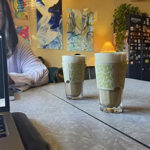 Lavender latte + Vanilla latte (oat milk)