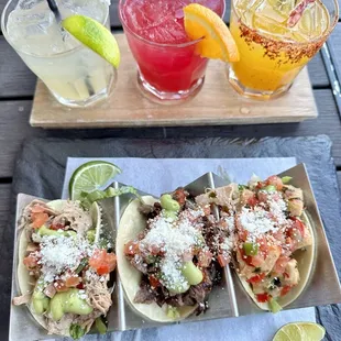 Margarita flight &amp; tacos trio