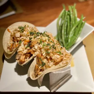 Salmon Tacos w/ Garlic Butter Green Beans