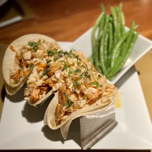 Salmon Tacos w/ Garlic Butter Green Beans