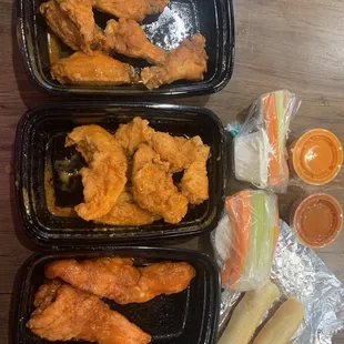 Wings and tenders with celery.