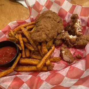 Chicken Tenders and fries