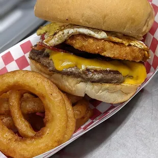 BNE Burger w/ Onion Rings