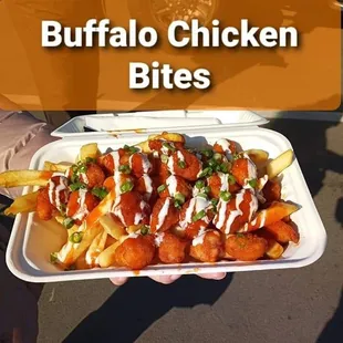 a tray of buffalo chicken bites