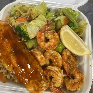 Shrimp and salmon hibachi