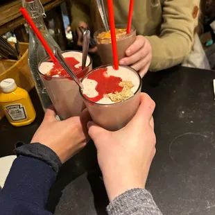 Shakes at the table after dinner.