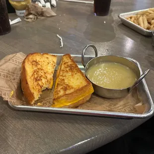 Grilled cheese and apple sauce