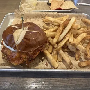 Mac Daddy burger with fries