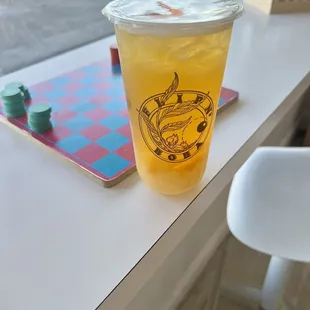 Iced peach tea with lychee