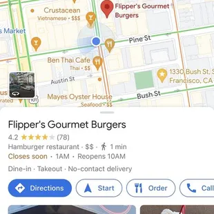 the location of flipper's gourmet burgers