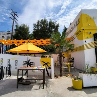 Ordering station with the patio behind it