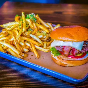 Flippin Burger with GARLIC Fries