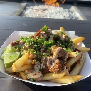 Loaded adobo fries.
