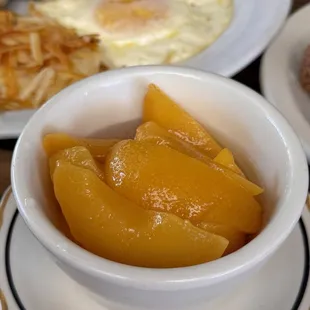 Side of fruit aka peaches, my fav too!