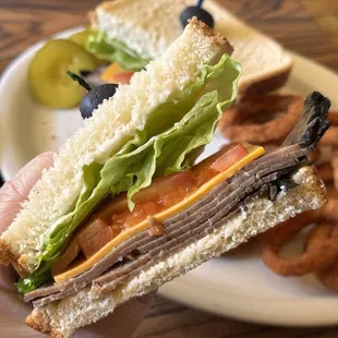 Sliced Roast Beef sandwich - add American cheese.