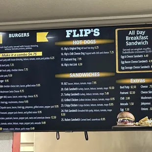 Flip&apos;s Menu Jan 2025