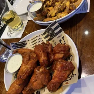 Wings and Bacon Cheddar Fries