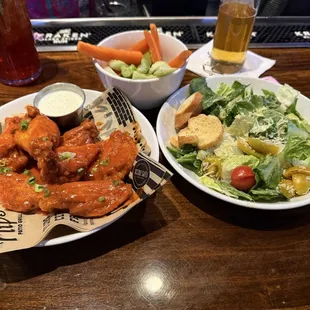 Wings and side salad