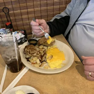 a person eating breakfast