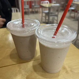 Neapolitan shake and strawberries and cream shake
