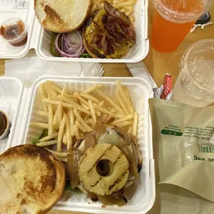 Burgers were great ! Stayed hit the whole way there eating it. Juicy ! Fries were terrific !!