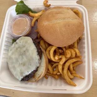 Classic Burger With Curly Fries