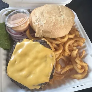 Classic Burger With Curly Fries