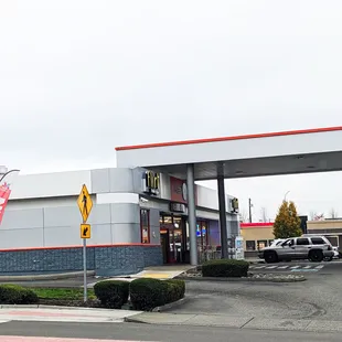 the entrance to a convenience store