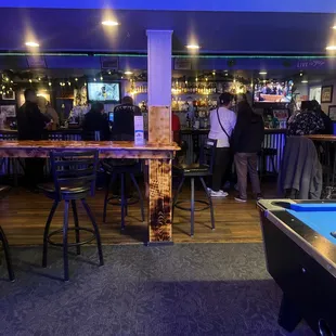 a pool table and a pool table